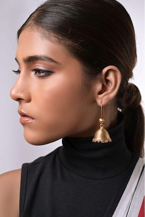 Gold Tone Jhumka Earrings DEr47