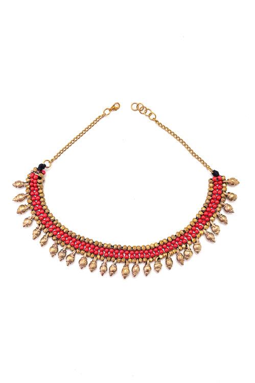 Miharu Divyanshi CORAL BEADED ANTIQUE CHOKER