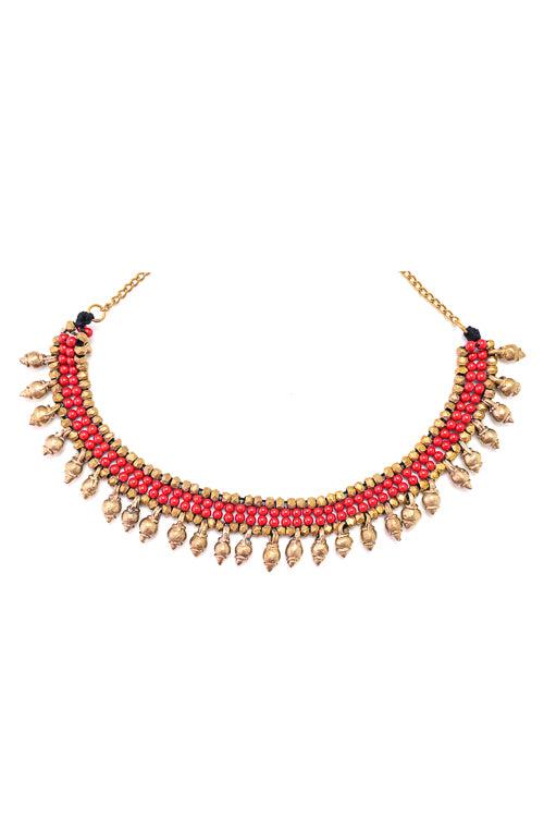 Miharu Divyanshi CORAL BEADED ANTIQUE CHOKER