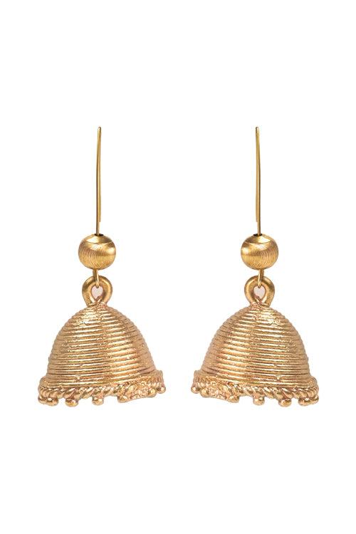 Gold Tone Jhumka Earrings DEr47