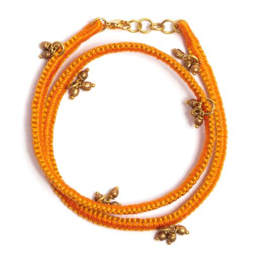 Orange and Yellow Thread Adjustable Bracelet TBr03