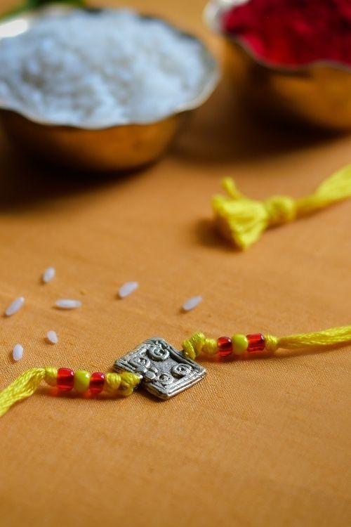 Miharu Dokra Square Yellow Rakhi (RH028)