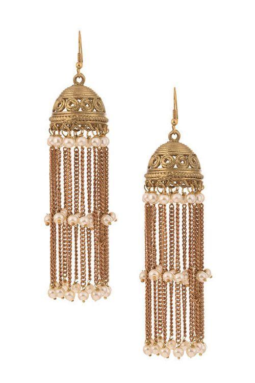 Ashvini Long Chain Pearls Earrings