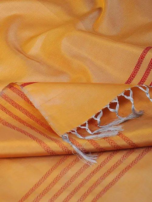 Yellow Pure Silk Hand woven Dupatta MIH025