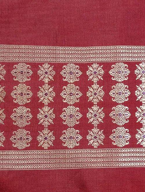 Maroon Pure Silk Hand woven Dupatta MIH049