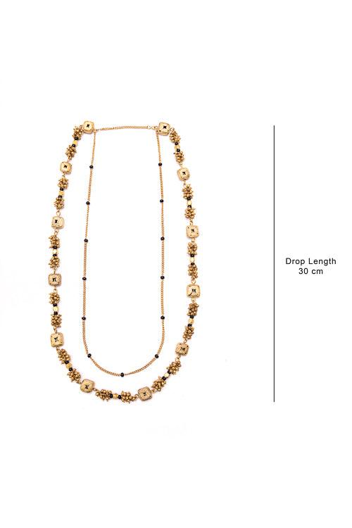 Dokra Golden Brass Bead Layer Necklace CD1950b