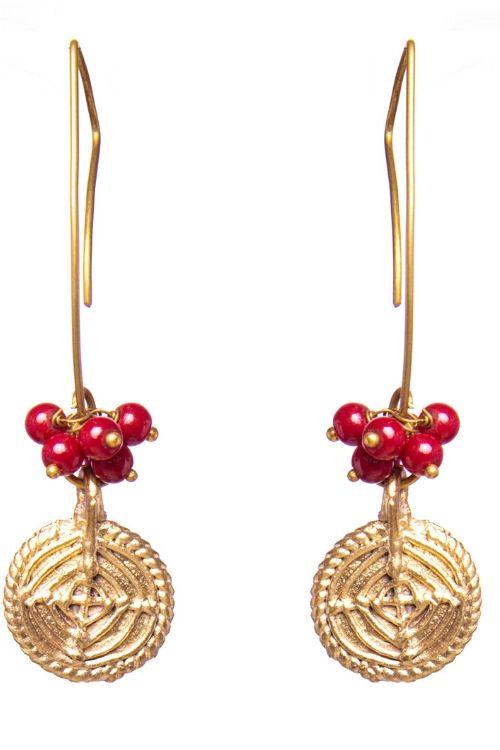 Circular Dangle Gold Tone Earrings DEr62a