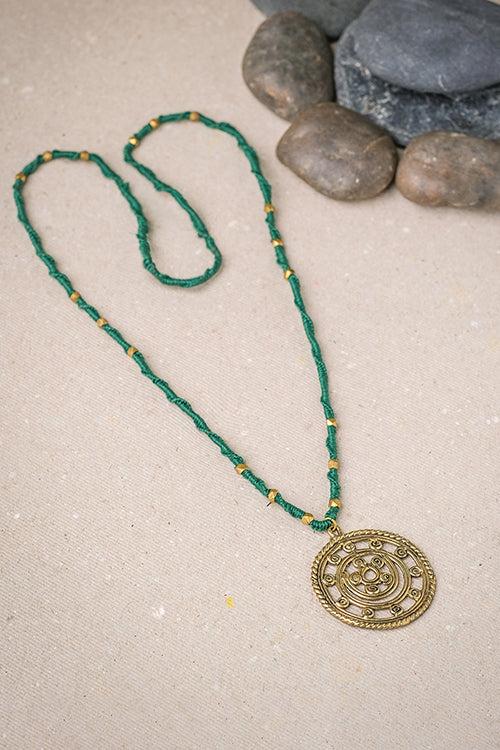 Miharu Green Long Octa Beaded Necklace