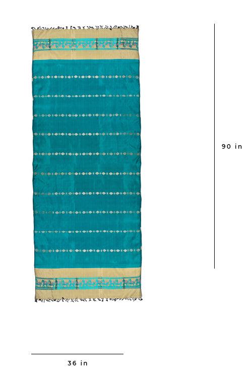 Miharu Sea Green  Handwoven Pure Silk Baluchari Dupatta