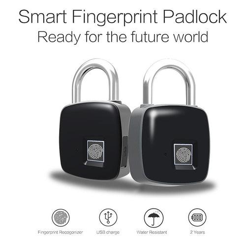 P3 Fingerprint Padlock Electronic Smart Padlock Non-Password Lock Household Locker anti-Theft Fingerprint Lock