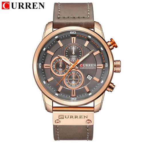 New Watches Men Luxury Brand CURREN Chronograph Men Sport Watches High Quality Leather Strap Quartz Wristwatch Relogio Masculino