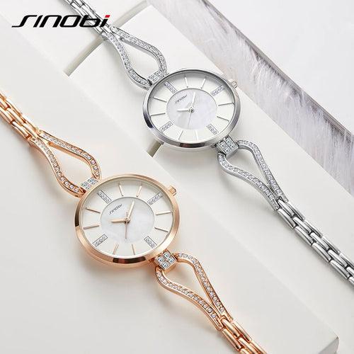 SINOBI Luxury Brand Women Watches Diamond Bracelet Watch Women Elegant Ladies Girls Quartz Wristwatch Female Dress Watches Gift