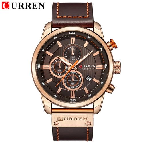 New Watches Men Luxury Brand CURREN Chronograph Men Sport Watches High Quality Leather Strap Quartz Wristwatch Relogio Masculino