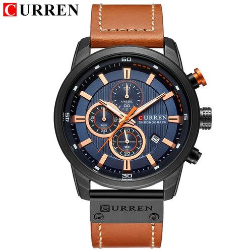 New Watches Men Luxury Brand CURREN Chronograph Men Sport Watches High Quality Leather Strap Quartz Wristwatch Relogio Masculino