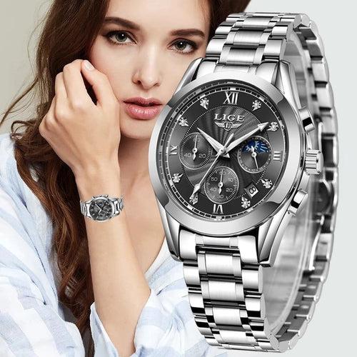 LIGE 2023 New Fashion Watch Women Watches Ladies Creative Steel Women Bracelet Watches Female Waterproof Clocks Relogio Feminino