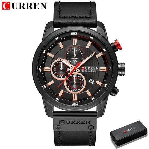 New Watches Men Luxury Brand CURREN Chronograph Men Sport Watches High Quality Leather Strap Quartz Wristwatch Relogio Masculino