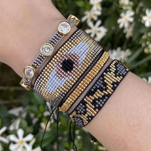 BLUESTAR Boho Bracelet MIYUKI Bracelet For Women Leopard Grain Pulseras Mujer Moda Turkish Eye Handmade Braided Gift