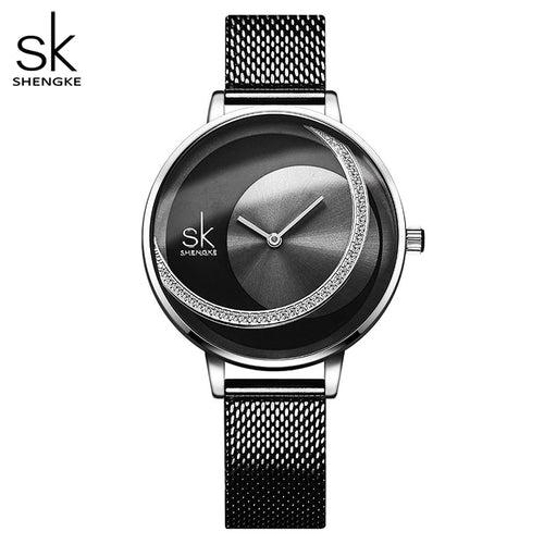 Shengke Crystal Women Watch Luxury Brand Ladies Dress Watches Original Design Quartz Wrist Watches Creative SK Watch For Women