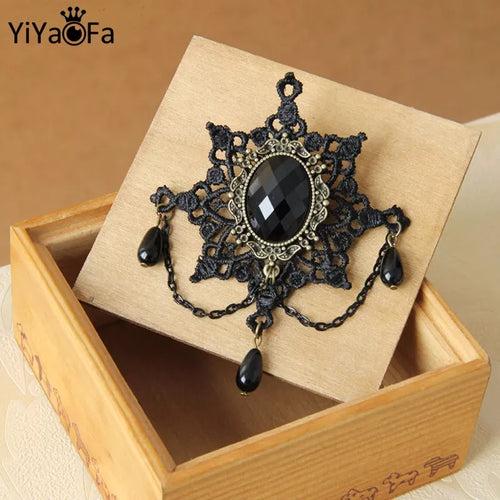 YiYaoFa Handmade Vintage Brooch for Lady Party Jewelry Pin Antique Fabric Brooch Women Accessories Gift Lace Corsage YBR-12