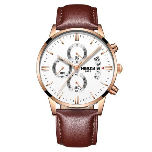 NIBOSI Quartz Watch Men Gold Black Mens Watches Top Brand Luxury Chronograph Sports Watches Luminous Waterproof Relogio Masculin