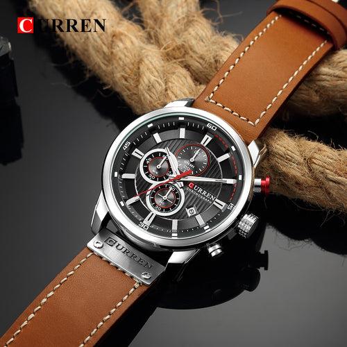 New Watches Men Luxury Brand CURREN Chronograph Men Sport Watches High Quality Leather Strap Quartz Wristwatch Relogio Masculino