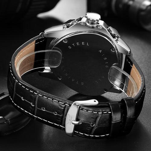 Jaragar Men's Sport Watches Racing Design Geometric Triangle Watch Men Genuine Leather Strap Watches  Male Automatic Wrist Watch