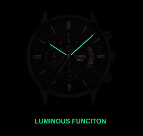 NIBOSI Quartz Watch Men Gold Black Mens Watches Top Brand Luxury Chronograph Sports Watches Luminous Waterproof Relogio Masculin