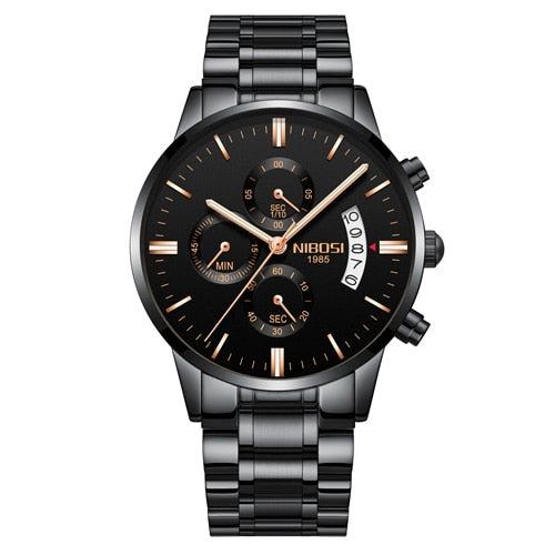 NIBOSI Quartz Watch Men Gold Black Mens Watches Top Brand Luxury Chronograph Sports Watches Luminous Waterproof Relogio Masculin