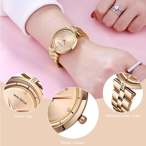 MINI FOCUS Watches Women Top Brand Luxury Quartz Watch Women Fashion Relojes Mujer Stainless Steel Ladies Quartz Wrist Watches