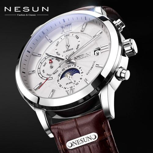 Switzerland Brand Mechanical Watches For Men Nesun Luxury Sport Leather Automatic Watches Mens Clocks With Box Relogio Masculino