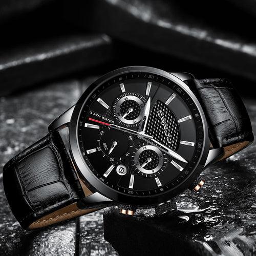 Men Watches Luxury CRRJU Brand Chronograph Men Sport Watches High Quality Leather Strap Quartz Wristwatch Relogio Masculino