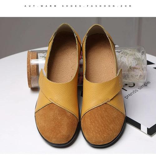 Woman's Flats Loafers Shoes Soft Genuine Leather Casual Shoes Big Size 35-44 Mocassin Boat Shoes for Women Hook Loop de mujer