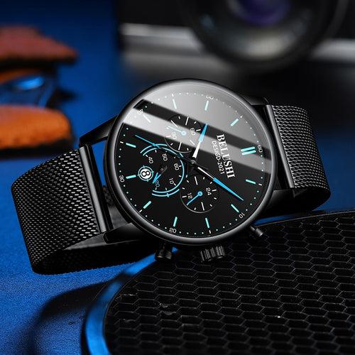BELUSHI 2023 New Fashion Mens Watches Top Luxury Brand Sport Quartz Luminous Waterproof Chronograph Wristwatch Mens Watches