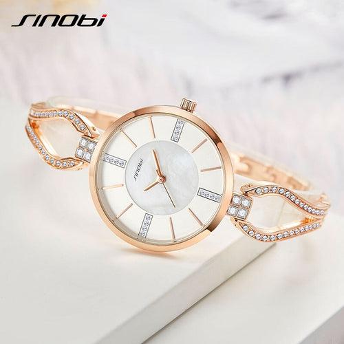 SINOBI Luxury Brand Women Watches Diamond Bracelet Watch Women Elegant Ladies Girls Quartz Wristwatch Female Dress Watches Gift