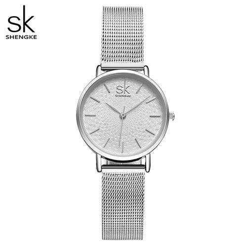 Shengke New Creative Women Watches Luxury Rosegold Quartz Ladies Watches Relogio Feminino Mesh Band Wristwatches Reloj Mujer