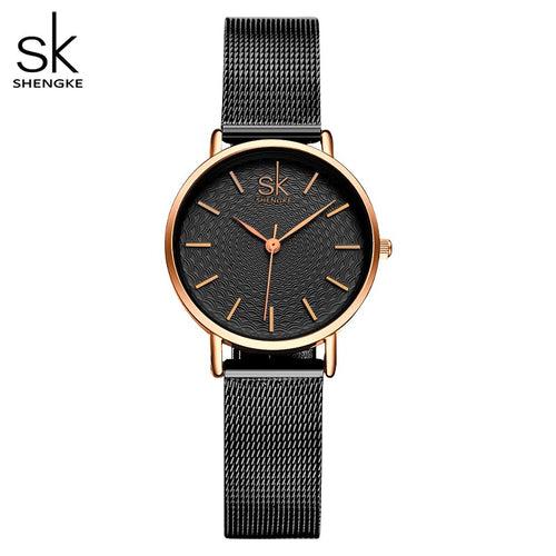 Shengke New Creative Women Watches Luxury Rosegold Quartz Ladies Watches Relogio Feminino Mesh Band Wristwatches Reloj Mujer