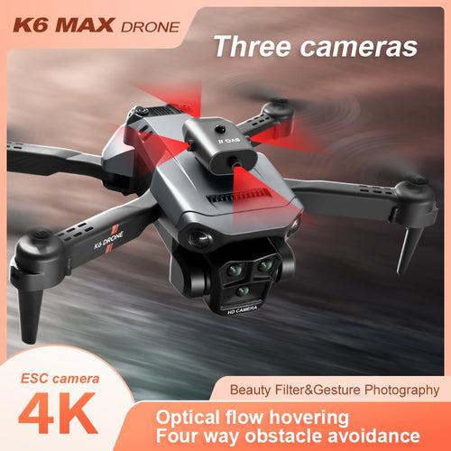 New K6Max Mini Drone 4K Professinal Three Cameras Wide Angle Optical Flow Localization Four-way Obstacle Avoidance RC Quadcopter