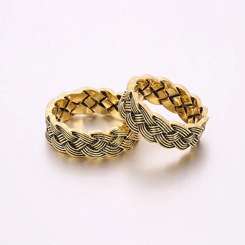 Punk Antique Alloy Braided Twist Ring Simple Style Old Fashioned Fashion Retro Jewelry Charm Jewelry Accessories For Men Women