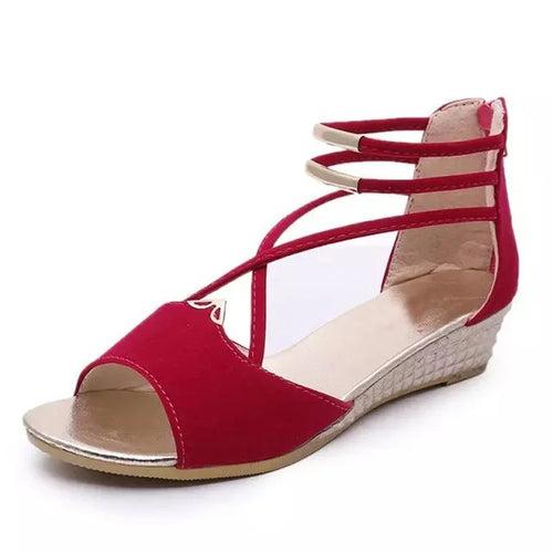 Peep toe Sandals Women Summer Shoes Women Wedges Sandals Fashion Summer Ladies Wedge Shoes Woman Sandal Black Red Blue A679