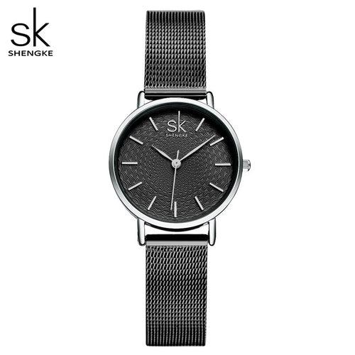 Shengke New Creative Women Watches Luxury Rosegold Quartz Ladies Watches Relogio Feminino Mesh Band Wristwatches Reloj Mujer