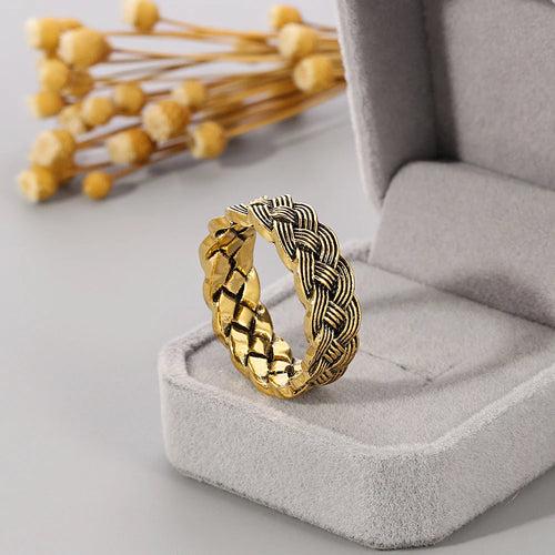 Punk Antique Alloy Braided Twist Ring Simple Style Old Fashioned Fashion Retro Jewelry Charm Jewelry Accessories For Men Women