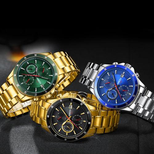 NIBOSI Mens Watches Brand Luxury Stainless Steel Waterproof Sport Quartz Chronograph Military Watch Men Clock Relogios Masculino