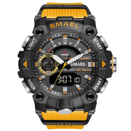 SMAEL Fashion Men's Sport Watches Shock Resistant 50M Waterproof Wristwatch LED Alarm Stopwatch Clock Military Watches Men 8040