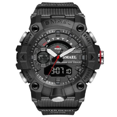 SMAEL Fashion Men's Sport Watches Shock Resistant 50M Waterproof Wristwatch LED Alarm Stopwatch Clock Military Watches Men 8040