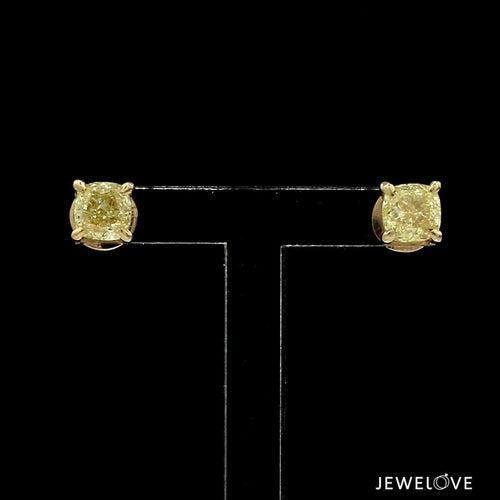 18K Yellow Gold Earrings with Natural Fancy Intense Yellow Diamonds JL AU E 101