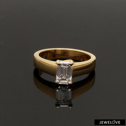 50-Pointer Emerald Cut Solitaire Diamond 18K Yellow Gold Ring JL AU RS EM 127Y-A