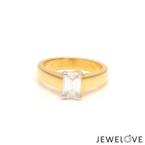 50-Pointer Emerald Cut Solitaire Diamond 18K Yellow Gold Ring JL AU RS EM 127Y-A