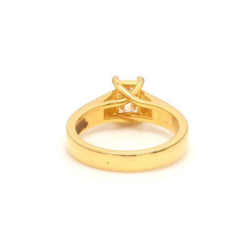50-Pointer Emerald Cut Solitaire Diamond 18K Yellow Gold Ring JL AU RS EM 127Y-A