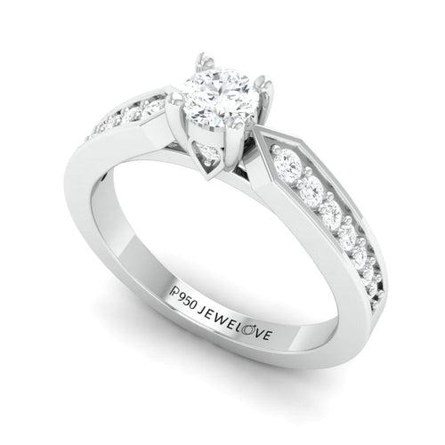50-Pointer Solitaire Platinum Ring with Diamond Accents JL PT 672-A