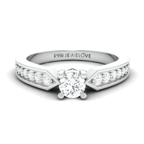 50-Pointer Solitaire Platinum Ring with Diamond Accents JL PT 672-A